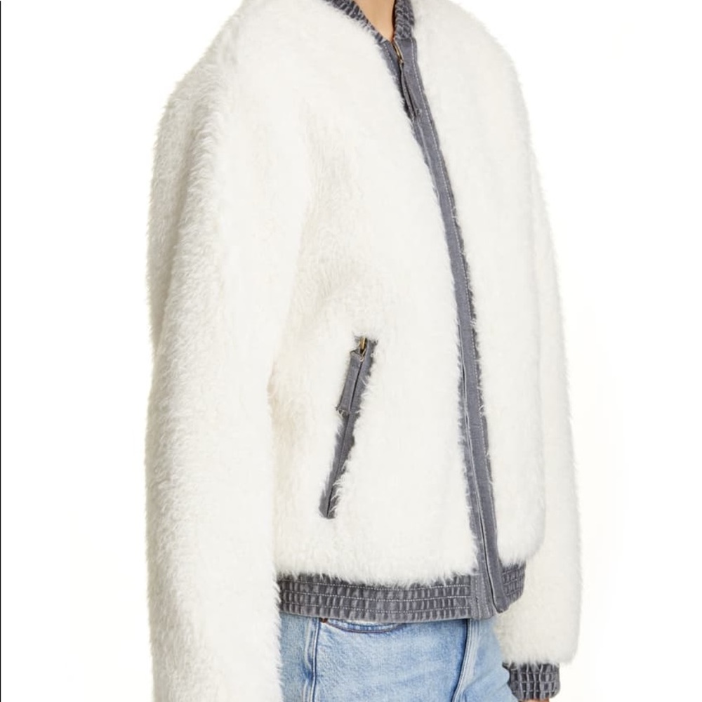 NWT LA VIE REBECCA TAYLOR Faux Fur Denim Bomber - Picture 6 of 10